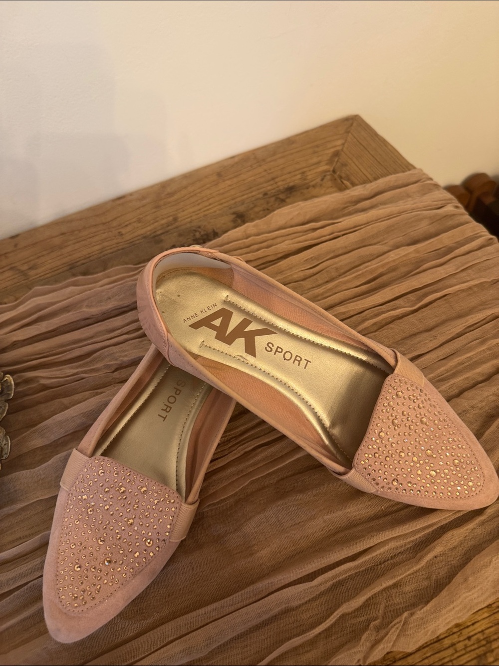 Anne Klein Pink Pointed Toe Flats with Stud Accents - Picture 8 of 11
